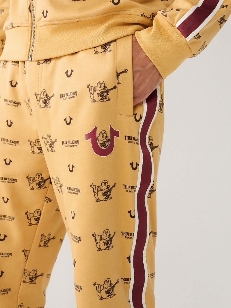 yellow True Religion Monogram Track Pants | 3608-QMHPC